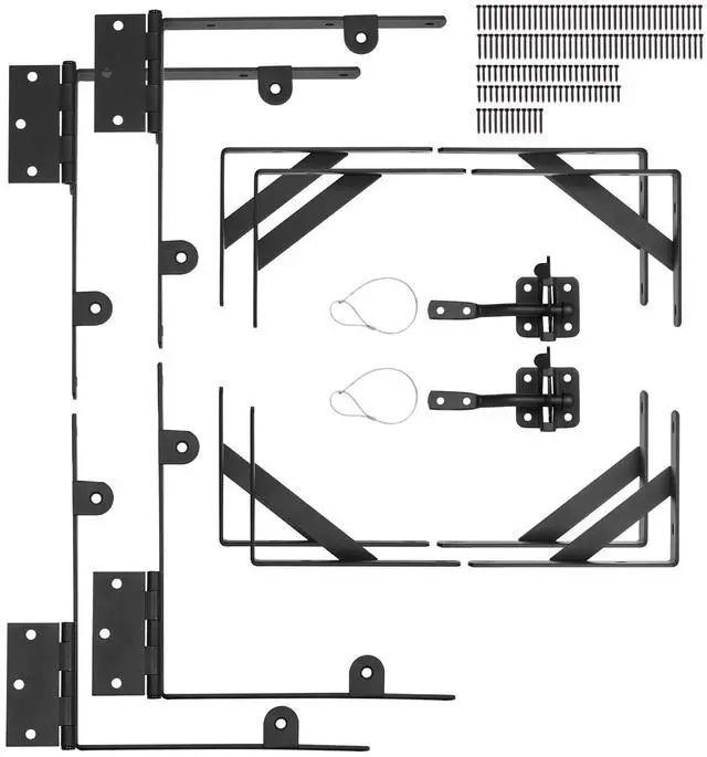 Main image of Gate Corner Brace Bracket, 2 Sets, Anti Sag Gate Frame Hardware Kit, Gate Frame Brace Bracket with Latch Lock, Screws, for Shed Doors, Corral Gates, Driveway Gates, Wood Windows, Iron, Black