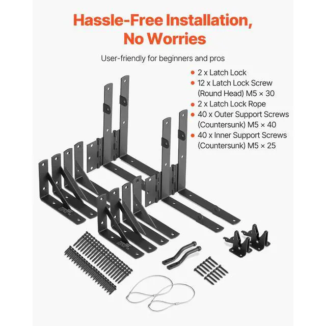 Alt view image 6 of 7 - Gate Corner Brace Bracket, 2 Sets, Anti Sag Gate Frame Hardware Kit, Gate Frame Brace Bracket with Latch Lock, Screws, for Shed Doors, Corral Gates, Driveway Gates, Wood Windows, Iron, Black