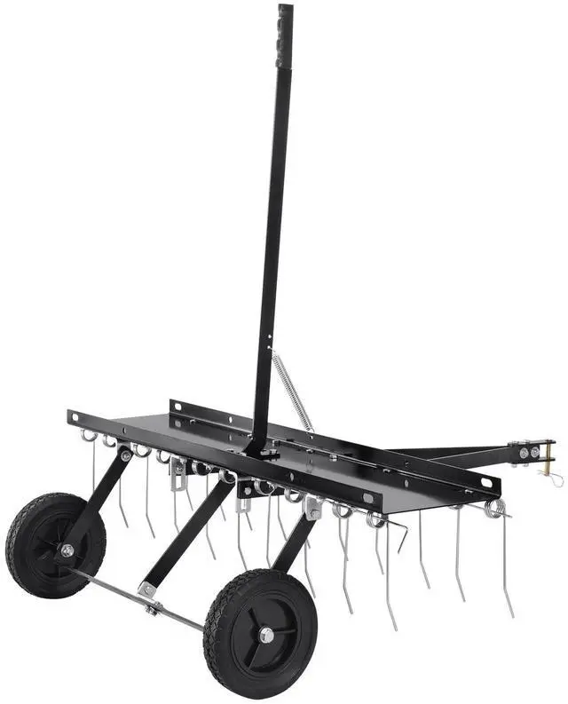 Main image of Tow Behind Dethatcher, 40-inch Tow Dethatcher with 20 Spring Steel Tines, Lawn Dethatcher Rake for ATV or Mower, Tow Behind Lawn Rake with Lift Handle for Garden Farm Grass
