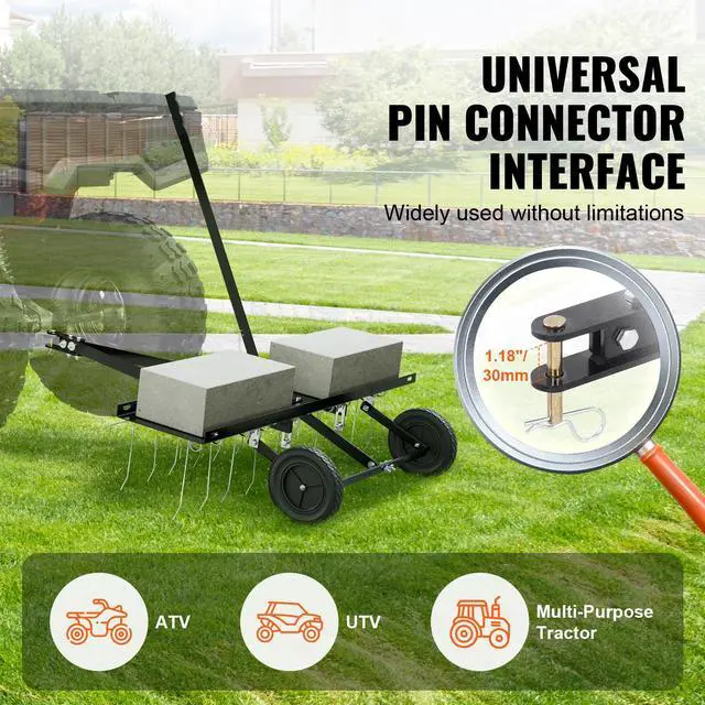 Alt view image 3 of 7 - Tow Behind Dethatcher, 40-inch Tow Dethatcher with 20 Spring Steel Tines, Lawn Dethatcher Rake for ATV or Mower, Tow Behind Lawn Rake with Lift Handle for Garden Farm Grass