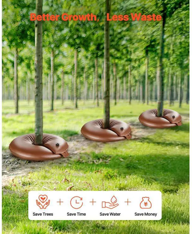 Alt view image 6 of 7 - Tree Watering Rings, 4 Pcs 16 Gallons Tree Watering Bags, 6-9 Hours Slow Release, Refillable Planting Water Bags, Water Saving, Heavy Duty Watering System for Shrub Tree Root Drip Irrigation