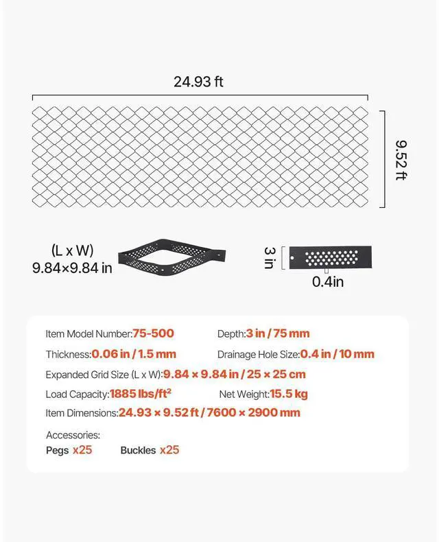 Alt view image 7 of 7 - Gravel Grid, 3 Inch Depth, 24.93 x 9.52 FT / 7600 x 2900 mm, 1880 LBS Per Sq ft Grass Ground Retainer, Permeable Geo Grids Driveway Stabilization, for Garden, Patio, Walkway, RV Parking Slopes
