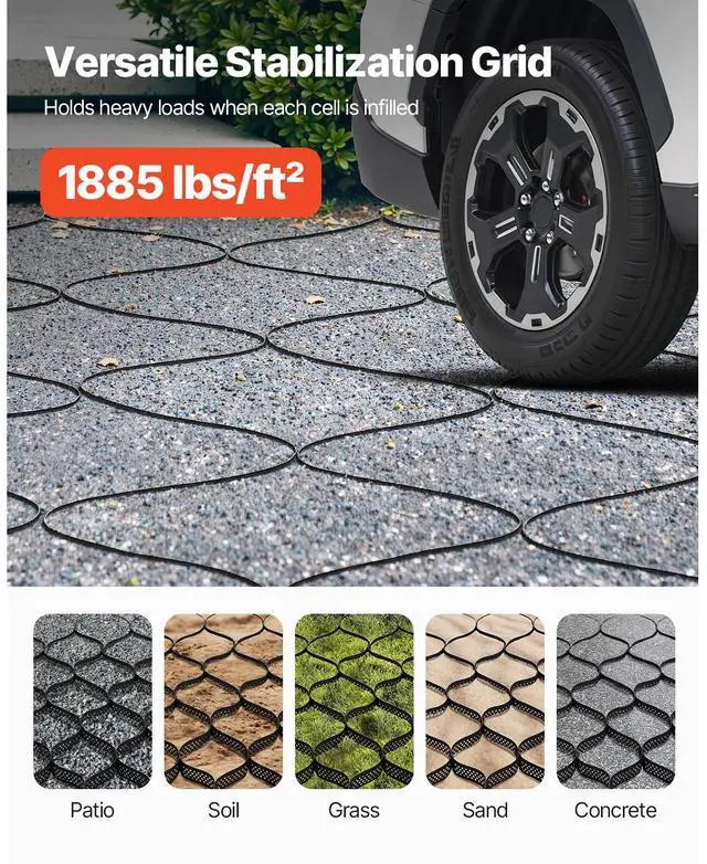 Alt view image 5 of 7 - Gravel Grid, 3 Inch Depth, 24.93 x 9.52 FT / 7600 x 2900 mm, 1880 LBS Per Sq ft Grass Ground Retainer, Permeable Geo Grids Driveway Stabilization, for Garden, Patio, Walkway, RV Parking Slopes