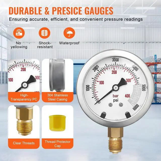 Alt view image 3 of 7 - Hydraulic Pressure Test Kit, 250/400/600bar, 3 Gauges 9 Test Couplings 3 Test Hoses, Excavator Hydraulic Test Gauge Set with Portable Carrying Case for Excavator Tractors Construction Machinery