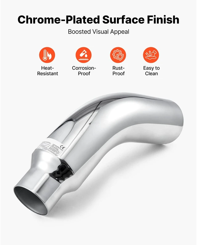 Alt view image 4 of 14 - Elbow Exhaust Tip, 4 Inch Inlet, 6 Inch Outlet, 23 in Overall Length, Chrome Turn Down Exhaust Tip with Clamp for Truck, Sedan, Sports Car, SUV, Chrome Structure for High Temperature Resistance