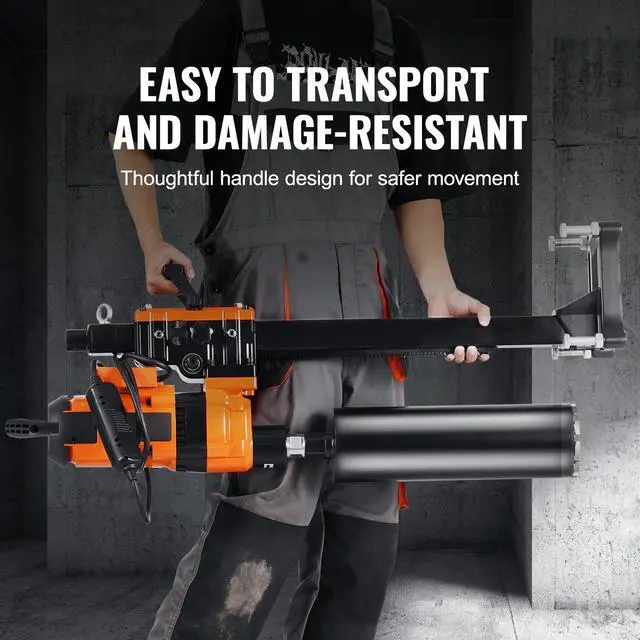 Alt view image 5 of 7 - Core Drill Machine, 0.8-11.8in Drilling Diameter Diamond Core Drill Rig with Stand and Core Drill Bit, 3500W Rugged Concrete Core Drill, Wet and Dry Use, For Concrete, Brick, Marble
