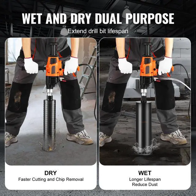 Alt view image 4 of 7 - Core Drill Machine, 0.8-6.3in Drilling Diameter Handheld Diamond Core Drill Rig with Carrying Case, 2000W Rugged Concrete Core Drill, Wet and Dry Use, For Drilling Concrete and Mixing Paint
