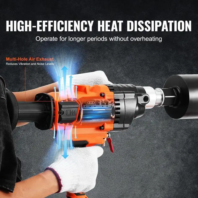 Alt view image 6 of 7 - Core Drill Machine, 0.8-6.3in Drilling Diameter Handheld Diamond Core Drill Rig with Carrying Case, 2000W Rugged Concrete Core Drill, Wet and Dry Use, For Drilling Concrete and Mixing Paint
