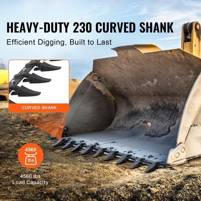 Alt view image 2 of 7 - Bucket Tooth Bar, 72'', Heavy Duty Tractor Bucket 9 Teeth Bar for Loader Tractor Skidsteer, 4560 lbs Load-Bearing Capacity Bolt On Design, for Efficient Soil Excavation and Bucket Protection