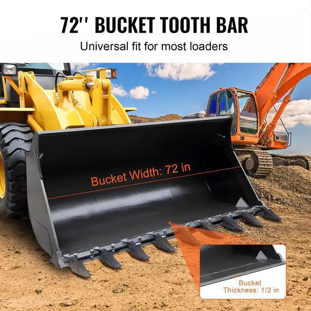 Alt view image 5 of 7 - Bucket Tooth Bar, 72'', Heavy Duty Tractor Bucket 9 Teeth Bar for Loader Tractor Skidsteer, 4560 lbs Load-Bearing Capacity Bolt On Design, for Efficient Soil Excavation and Bucket Protection