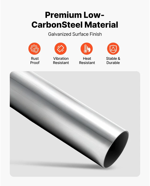Alt view image 5 of 13 - Exhaust Pipe, 8 Pcs 2.25 Inch Mild Steel DIY Custom Exhaust Tubing Straight & U-Bend Kit with 90 & 135 Degree Pipes, Galvanized Surface Finish, Universal Fit for Truck, Sedan, Sports Car, SUV
