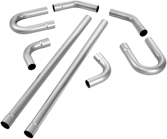 Main image of Exhaust Pipe, 8 Pcs 2.25 Inch Mild Steel DIY Custom Exhaust Tubing Straight & U-Bend Kit with 90 & 135 Degree Pipes, Galvanized Surface Finish, Universal Fit for Truck, Sedan, Sports Car, SUV