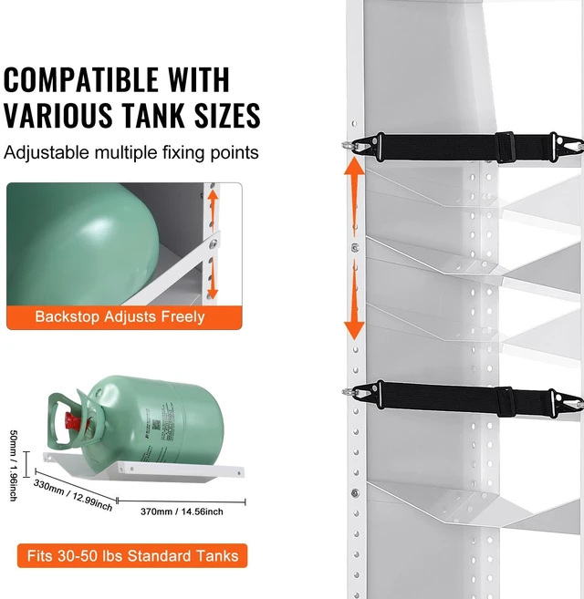 Alt view image 2 of 7 - Refrigerant Tank Rack, with 3 x 30-50lb Bottle Tanks, Cylinder Tank Rack 14.64x13.97x46.06 in, Refrigerant Cylinder Rack Gas Cylinder Racks and Holders for Freon, Gases, Oxygen, Nitrogen