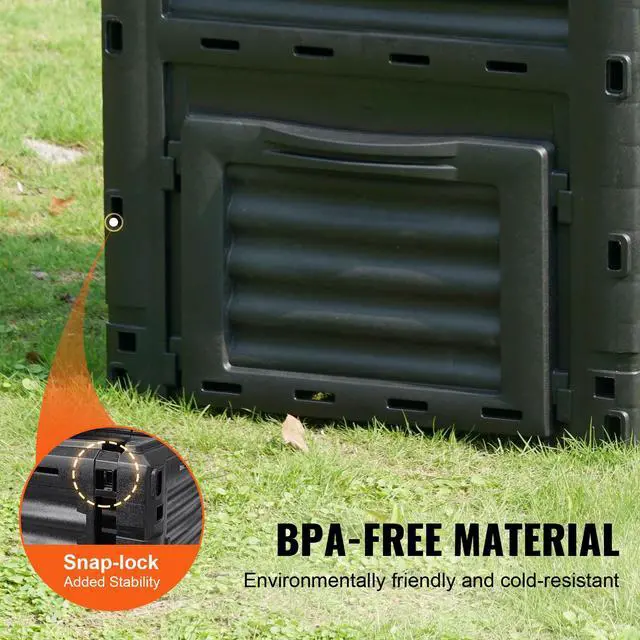 Alt view image 4 of 7 - Garden Compost Bin 80 Gal, BPA Free Composter, Large Capacity Outdoor Composting Bin with Top Lid and Bottom Door, Easy Assembling, Lightweight, Fast Creation of Fertile Soil