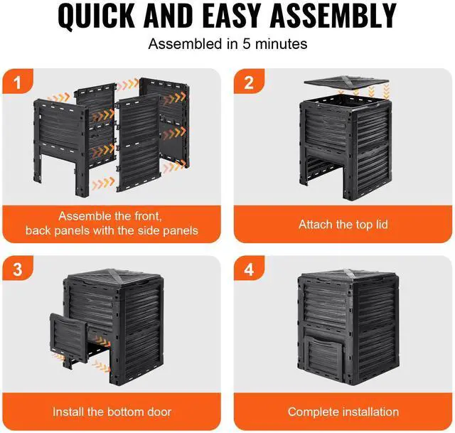 Alt view image 6 of 7 - Garden Compost Bin 80 Gal, BPA Free Composter, Large Capacity Outdoor Composting Bin with Top Lid and Bottom Door, Easy Assembling, Lightweight, Fast Creation of Fertile Soil
