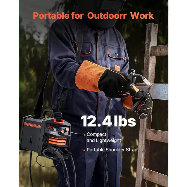 Alt view image 5 of 7 - MIG Welder, 130Amp Synergic Mig Welding Machine, 110V Gasless Flux Core Welder Machine, Portable Mig Welder with IGBT Inverter Technology and Digital Display Screen