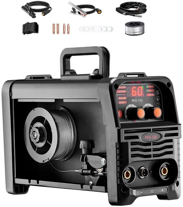 Main image of MIG Welder, 130Amp Synergic Mig Welding Machine, 3-in-1 Flux Core MIG/Stick/Lift TIG Multi-Process Welder Machine, 110V Portable Mig Welder with IGBT Inverter Technology & Digital Display Screen