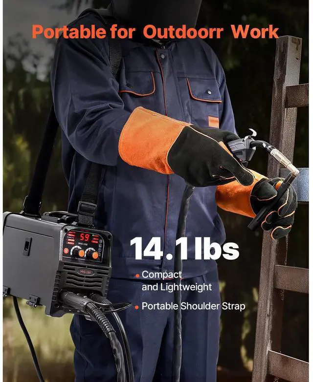 Alt view image 5 of 7 - MIG Welder, 130Amp Synergic Mig Welding Machine, 3-in-1 Flux Core MIG/Stick/Lift TIG Multi-Process Welder Machine, 110V Portable Mig Welder with IGBT Inverter Technology & Digital Display Screen
