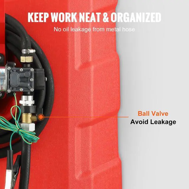 Alt view image 5 of 7 - Fuel Caddy, 32 Gallon, Portable Fuel Storage Tank On-Wheels, with 12V DC Transfer Pump, Gasoline Diesel Fuel Container with 8.2 ft Hose, Flow Rate 7L/min, for Trucks, Boats, Lawn Mowers