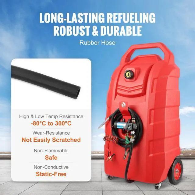 Alt view image 4 of 7 - Fuel Caddy, 32 Gallon, Portable Fuel Storage Tank On-Wheels, with 12V DC Transfer Pump, Gasoline Diesel Fuel Container with 8.2 ft Hose, Flow Rate 7L/min, for Trucks, Boats, Lawn Mowers