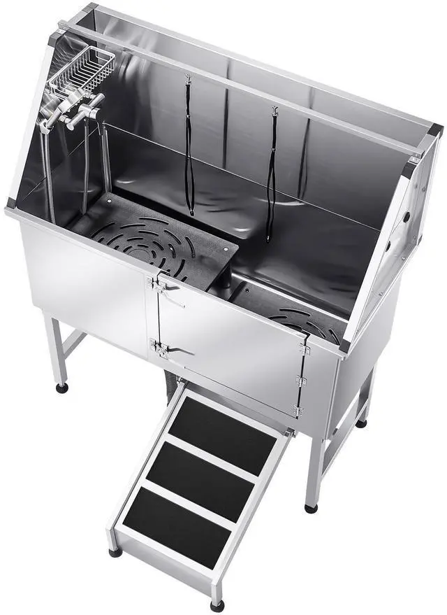 Main image of Stainless Steel Dog Washing Station, 50 inch Pet Grooming Tub w/ Ramp, PE Water Filter Board, Faucet & Showerhead & Soap Holder Dog Bathtub for Large & Medium & Small Pets (Right Door)