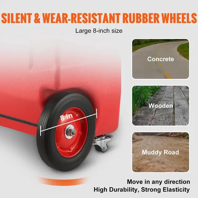 Alt view image 3 of 7 - Fuel Caddy, 32 Gallon, Portable Fuel Storage Tank On-Wheels, with 12V DC Transfer Pump, Gasoline Diesel Fuel Container with 8.2 ft Hose, Flow Rate 7L/min, for Trucks, Boats, Lawn Mowers