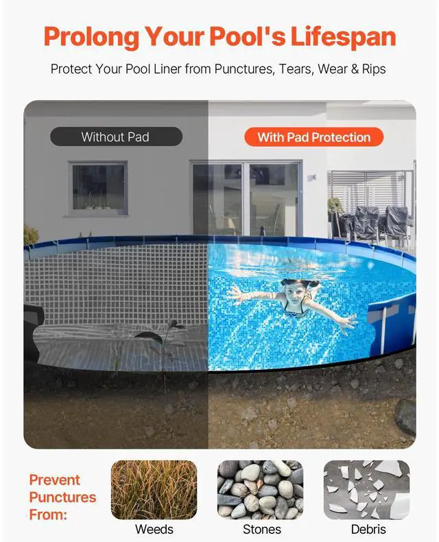Alt view image 2 of 7 - VEVOR 12x24 ft Oval Pool Liner Pad for Above Ground Pools Prevents Punctures Pool Mat