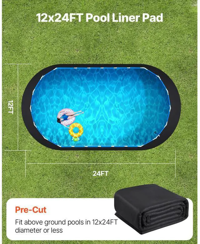 Alt view image 5 of 7 - VEVOR 12x24 ft Oval Pool Liner Pad for Above Ground Pools Prevents Punctures Pool Mat