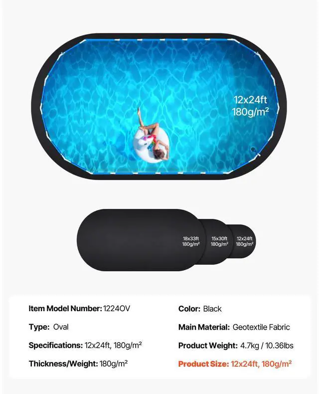 Alt view image 7 of 7 - VEVOR 12x24 ft Oval Pool Liner Pad for Above Ground Pools Prevents Punctures Pool Mat
