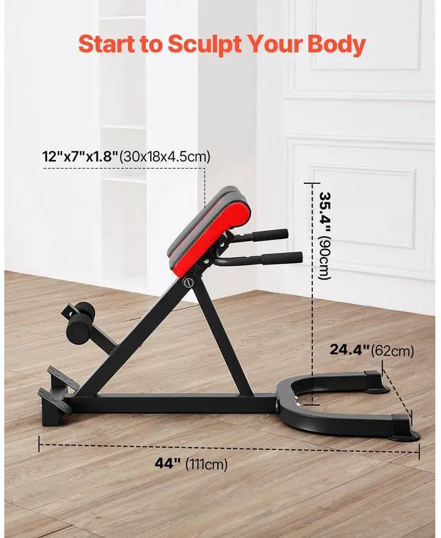 Alt view image 7 of 7 - Roman Chair Hyperextension Bench, 300 lbs Adjustable Extension Machine, Multi-Function Exercise Equipment for Glute, Hamstring, Lower Back, and Ab Workout, Fitness Weight Bench for Home Gym
