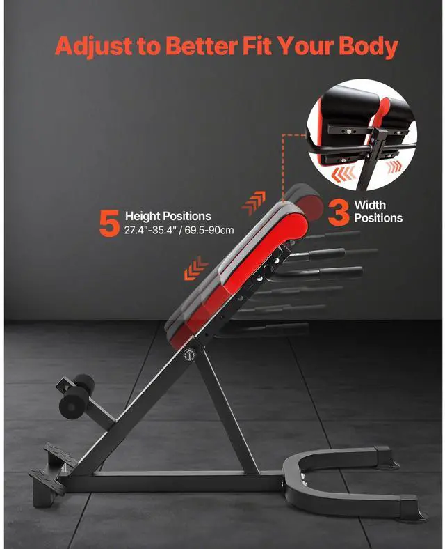 Alt view image 4 of 7 - Roman Chair Hyperextension Bench, 300 lbs Adjustable Extension Machine, Multi-Function Exercise Equipment for Glute, Hamstring, Lower Back, and Ab Workout, Fitness Weight Bench for Home Gym