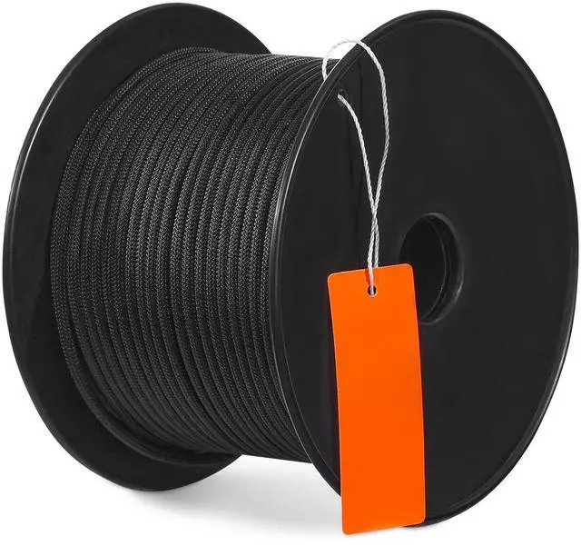 Main image of Braided Nylon Cord, 3/16 inch by 250 feet, 32-Strand Design, 720 LBS Tensile Strength, Multi-Purpose Black Rope for Outdoor, Tree Work, Hiking, Swinging, and Rescue Operations