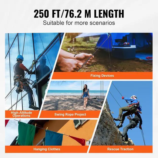 Alt view image 4 of 7 - Braided Nylon Cord, 3/16 inch by 250 feet, 32-Strand Design, 720 LBS Tensile Strength, Multi-Purpose Black Rope for Outdoor, Tree Work, Hiking, Swinging, and Rescue Operations
