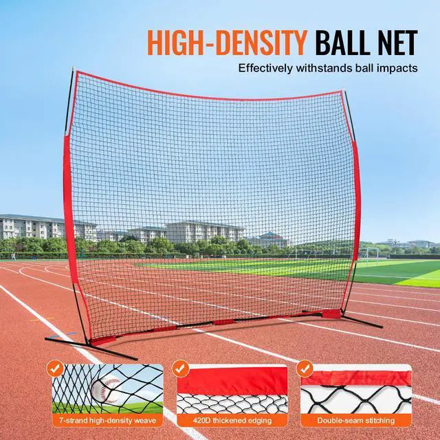 Alt view image 3 of 7 - Barricade Backstop Net, 12x9 ft Ball Sports Barrier Netting, Portable Practice Equipment with Carry Bag, Protection Screen for Baseball Softball Lacrosse Soccer Hockey Training, for Backyard