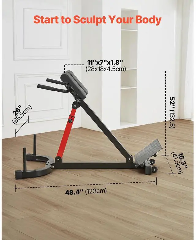 Alt view image 7 of 7 - Roman Chair Hyperextension Bench, 350 lbs Adjustable Extension Machine, Multi-Function Exercise Equipment for Glute, Hamstring, Lower Back, and Ab Workout, Fitness Weight Bench for Home Gym
