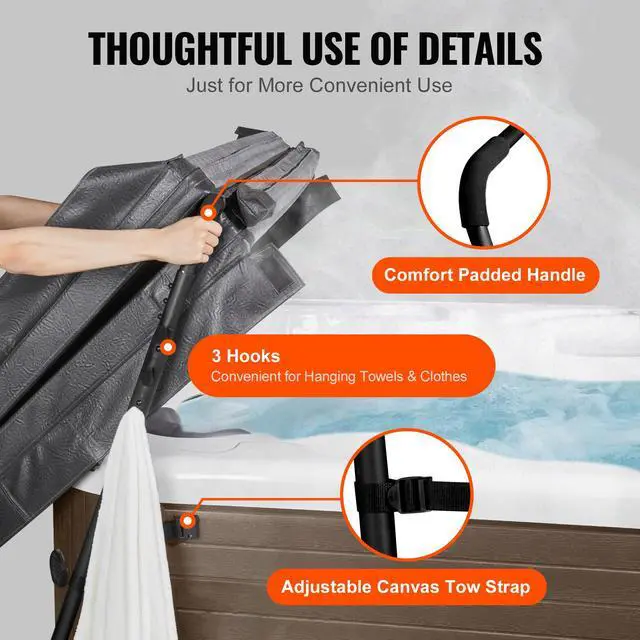 Alt view image 5 of 7 - Hot Tub Cover Lift, Spa Cover Lift, Height 31.5" - 41.3" Width 53" - 92.5" Adjustable, Installed at the Bottom on One Side, Suitable for Various Sizes of Rectangular Bathtubs, Hot Tubs, Spa