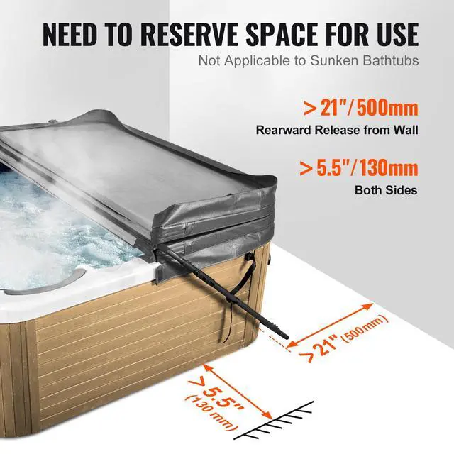 Alt view image 6 of 7 - Hot Tub Cover Lift, Spa Cover Lift, Height 31.5" - 41.3" Width 53" - 92.5" Adjustable, Installed at the Bottom on One Side, Suitable for Various Sizes of Rectangular Bathtubs, Hot Tubs, Spa