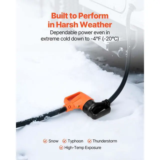 Alt view image 5 of 7 - 75 FT RV Extension Cord, 50 Amp, 125V/250V 7500W Heavy Duty STW 6/3 + 8/1 Gauge Wire, NEMA 14-50P Male NEMA 14-50R Female Plug, with LED Indicator, Handle, 15A Adapter for RV Trailer, ETL Listed