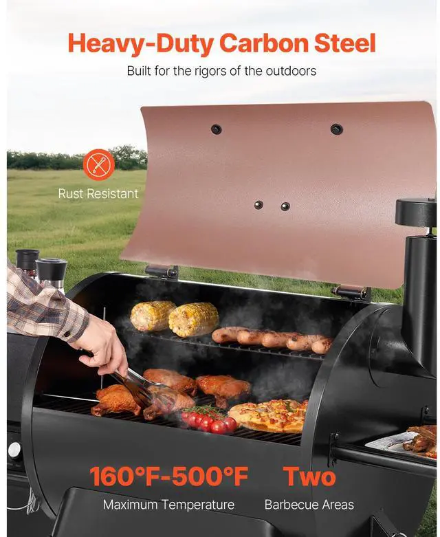 Alt view image 2 of 7 - Wood Pellet Grill Smoker, 8 in 1 BBQ Grills for Outdoor Cooking, 575 Square Inches Cook Area Electric Smokers, with WiFi-app Control, LCD Screen Controller, Meat Probe, 500°F Max Temperature