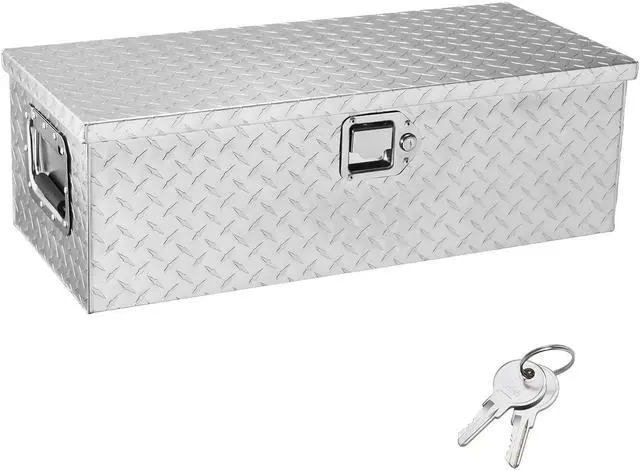 Main image of Heavy Duty Aluminum Truck Bed Tool Box, Diamond Plate Tool Box with Side Handle and Lock Keys, Storage Tool Box Chest Box Organizer for Pickup, Truck Bed, RV, Trailer, 30"x13"x9.6", Silver
