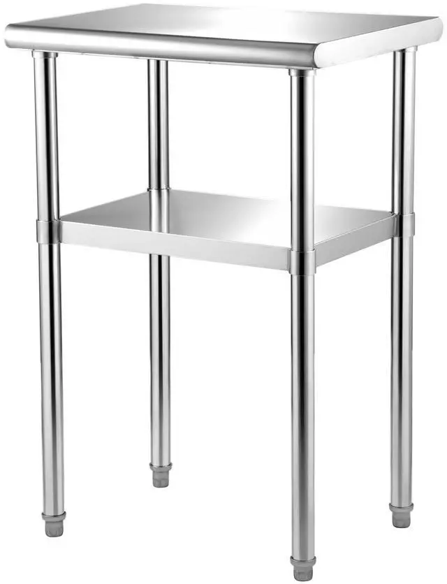 Main image of Stainless Steel Prep Table, 24 x 18 x 36 Inch, 600lbs Load Capacity Heavy Duty Metal Worktable with Adjustable Undershelf & Feet, Commercial Workstation for Kitchen Restaurant Garage Backyard