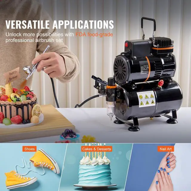 Alt view image 5 of 7 - Airbrush Kit, Dual Fan Air Tank Compressor System Kit with 3.5L Air Storage Tank, Air Brush Set with 0.3 mm Tip Airbrush, Holder, Color Mixing Wheel, Cleaning Brush Set, Art Nail Cookie Tattoo