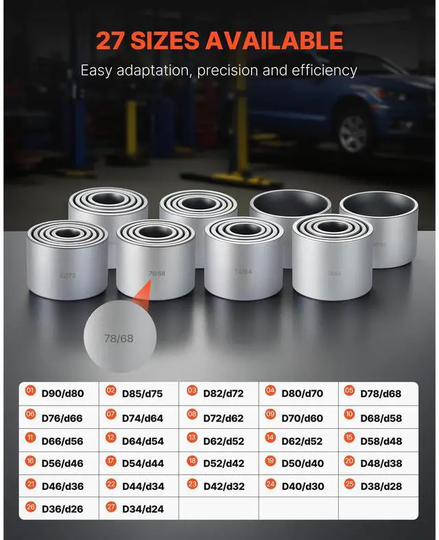 Alt view image 8 of 9 - VEVOR 36 PCS Pull and Press Sleeve Kit Steel Bush Bearing Removal Installation