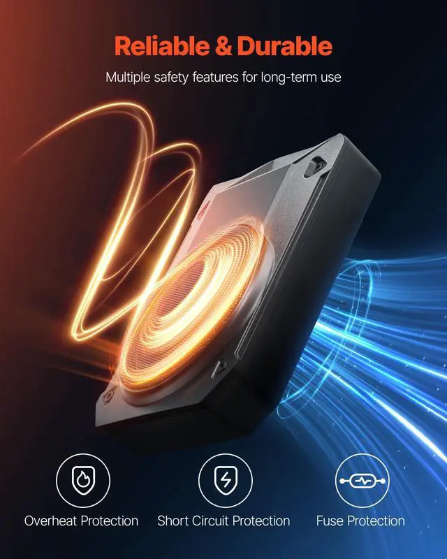 Alt view image 5 of 7 - 10" 400W Underseat Car Subwoofer, Slim Powered Car Subwoofers Under the Seat, Low Profile Audio Sub Built-in Amplifier, High/Low Level Input & Volume Controller for SUVs, Car, Truck, RV