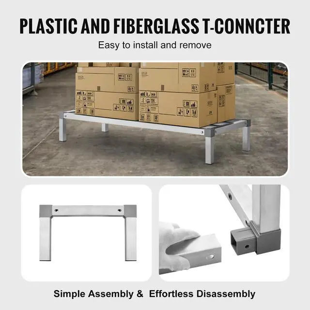 Alt view image 4 of 7 - Aluminum Dunnage Rack, 48 x 20 Commercial Food Floor Rack, 8 Off the Floor, 1000 lbs Capacity All-Welded Aluminum Storage Rack, for Storage in Restaurants, Kitchens, Garages and Vehicles