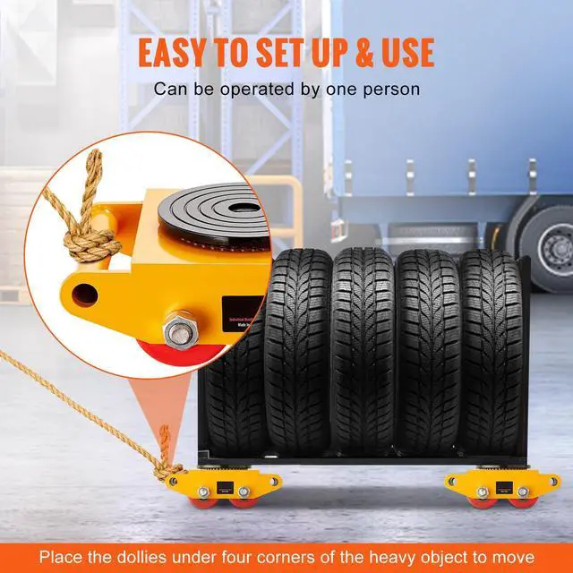 Alt view image 5 of 7 - Machinery Skate Dolly, 13,200 LBS/6T Industrial Machinery Mover, Heavy Duty Carbon Steel Machinery Moving Skate with 4 PU Wheels and 360° Rotation Non-Slip Cap for Warehouse, Workshop, Factory