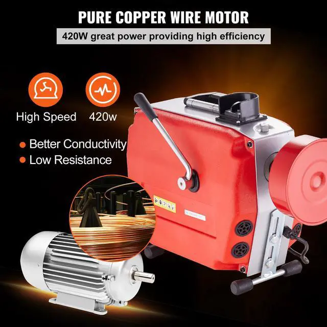 Alt view image 5 of 7 - 120FT x 7/8 Inch Drain Cleaner Machine, 420W Electric Sewer Snake Auger Manual Feed - with 6 Cutters, 2 Steel Cables (120' x 7/8" and 18' x 3/8") & CW/CCW Control for 1.9" to 6" Pipes