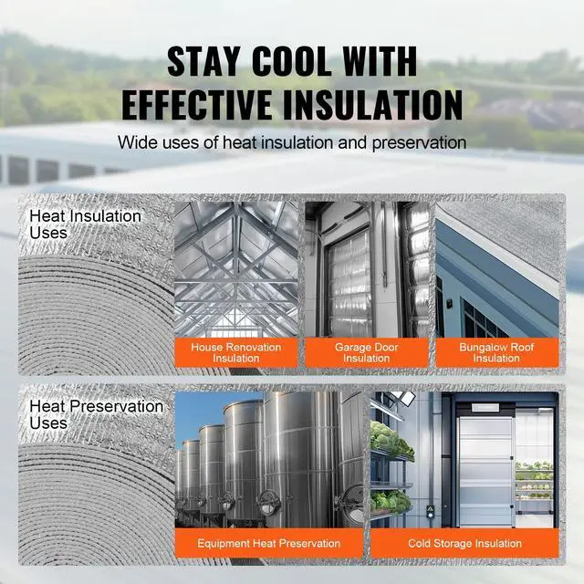 Alt view image 6 of 7 - Double Reflective Insulation Roll, Foam Core Radiant Barrier, 3.2 mm 48 in x 100 ft, Double-Sided Aluminum Foil EPE Foam Heat Reflective Shield, Thermal Insulation Roll for Window RV Roof
