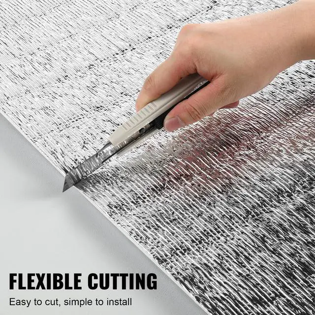 Alt view image 5 of 7 - Double Reflective Insulation Roll, Foam Core Radiant Barrier, 3.2 mm 48 in x 100 ft, Double-Sided Aluminum Foil EPE Foam Heat Reflective Shield, Thermal Insulation Roll for Window RV Roof