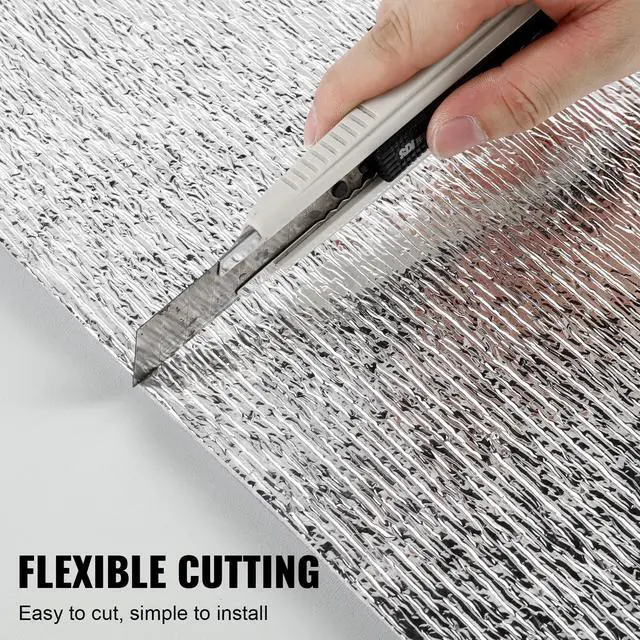 Alt view image 5 of 8 - Double Reflective Insulation Roll, Foam Core Radiant Barrier, 5.5mm 48 in x 50 ft, Double-Sided Aluminum Foil EPE Foam Heat Reflective Shield, Thermal Insulation Roll for Window RV Roof